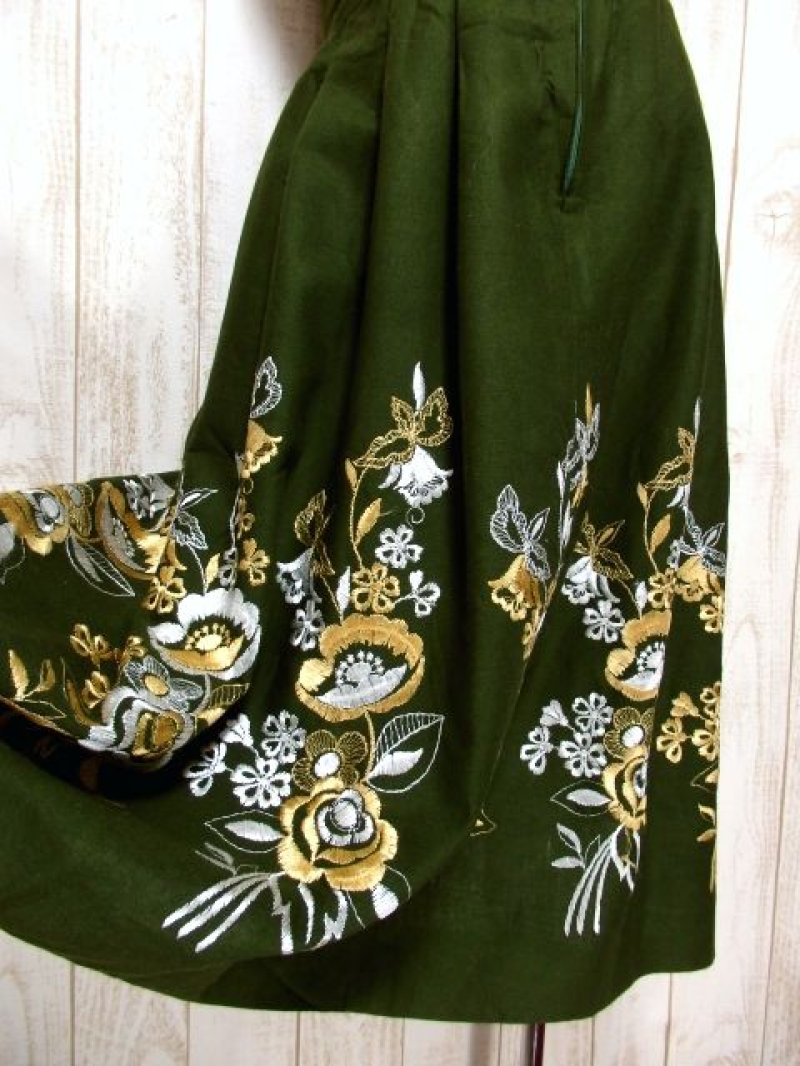 画像2: 360度お花刺繍にうっとり レース装飾×フロントリボン×ジッパーデザイン ディアンドル チロルワンピース ドイツ民族衣装 舞台 演奏会 フォークダンス オクトーバーフェスト 【5305】