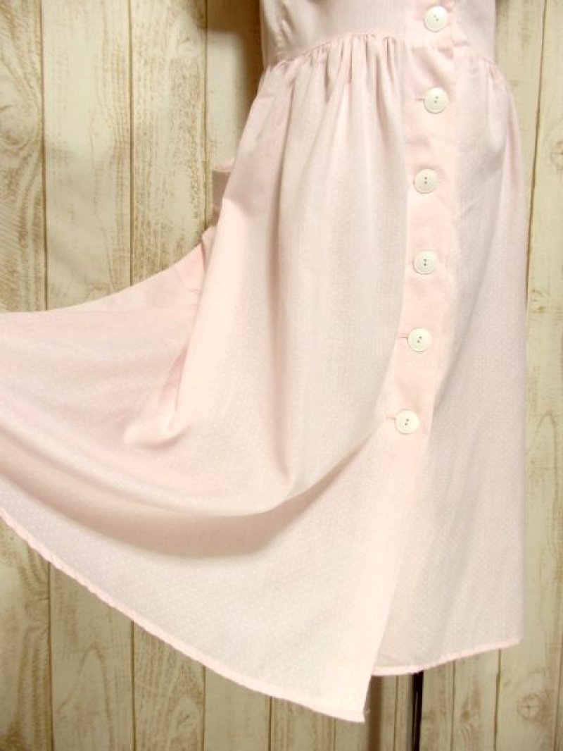 画像2: 大きな襟 ドット柄 ピンク ホワイト 半袖 レトロ USA古着 ヴィンテージワンピース【5334】