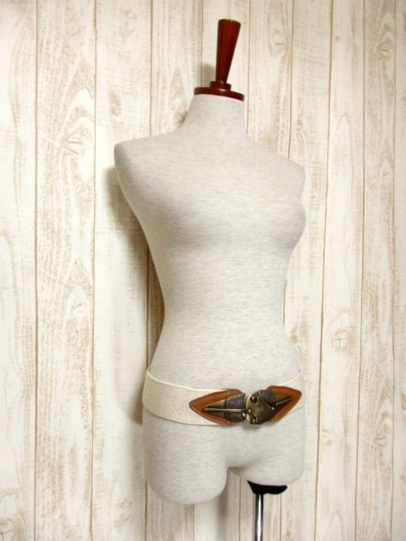 画像1: レザー ゴム レトロアンティーク ヴィンテージ USA 古着 ベルト【5403】