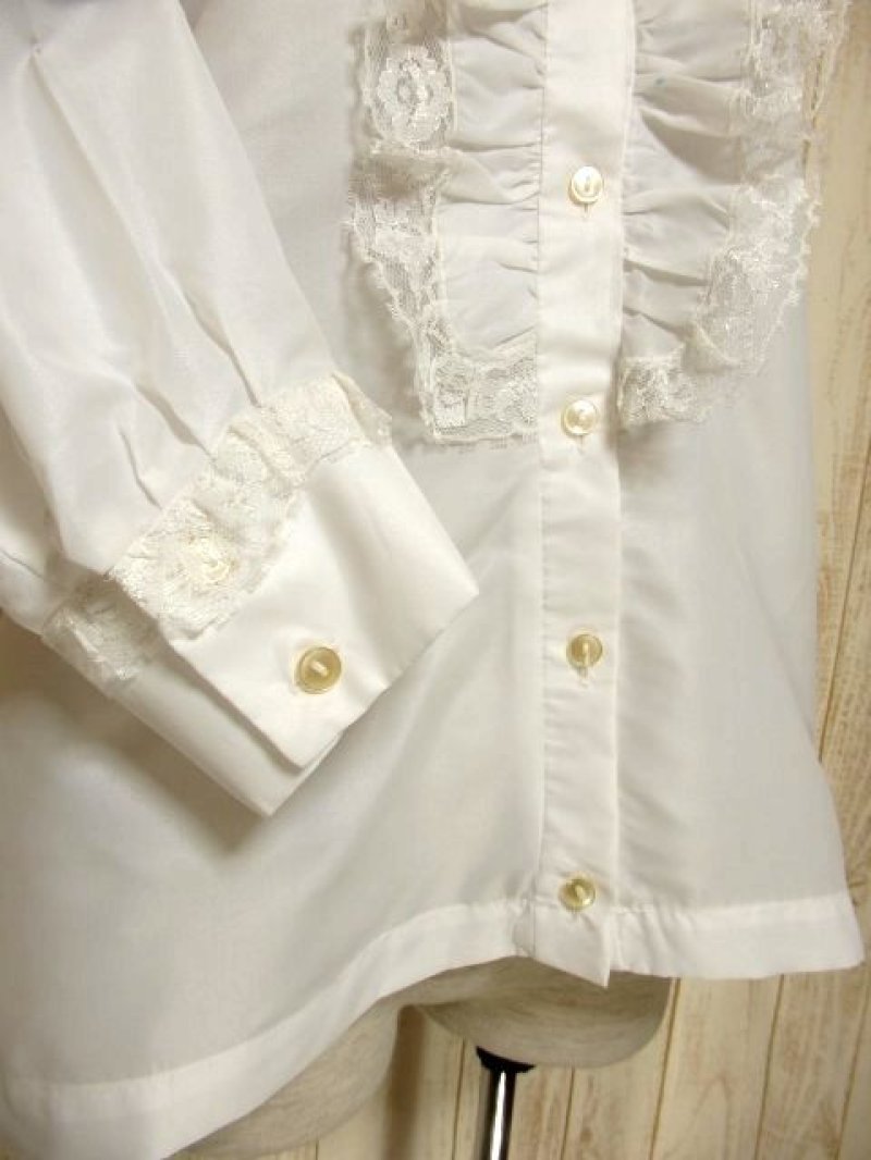 画像2: フラワーレース装飾 さらりと着てお洒落 ヨーロッパ古着 ヴィンテージホワイトブラウス