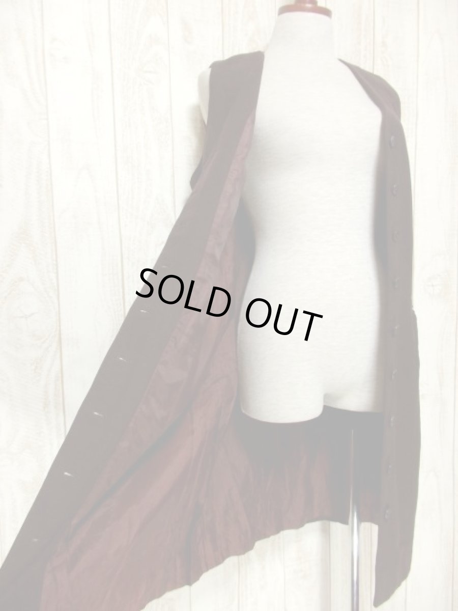 画像4: ブラウン 無地 前開き 羽織りにもおすすめ ノースリーブ レトロ USA古着 ヴィンテージワンピース【5420】 (4)