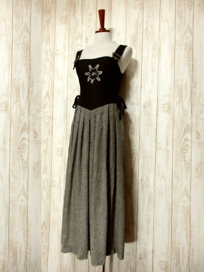 画像1: サイド編み上げデザイン 存在感のある刺繍装飾×切り返しデザイン ディアンドル チロルワンピース ドイツ民族衣装 舞台 演奏会 フォークダンス オクトーバーフェスト 【5459】