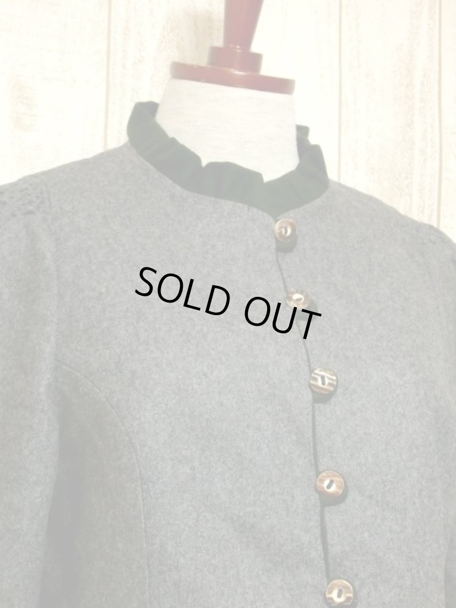 画像3: グレー グリーン 切り替えし スタンドカラー フォークロア レトロ ヨーロッパ古着 チロルジャケット【5470】 (3)