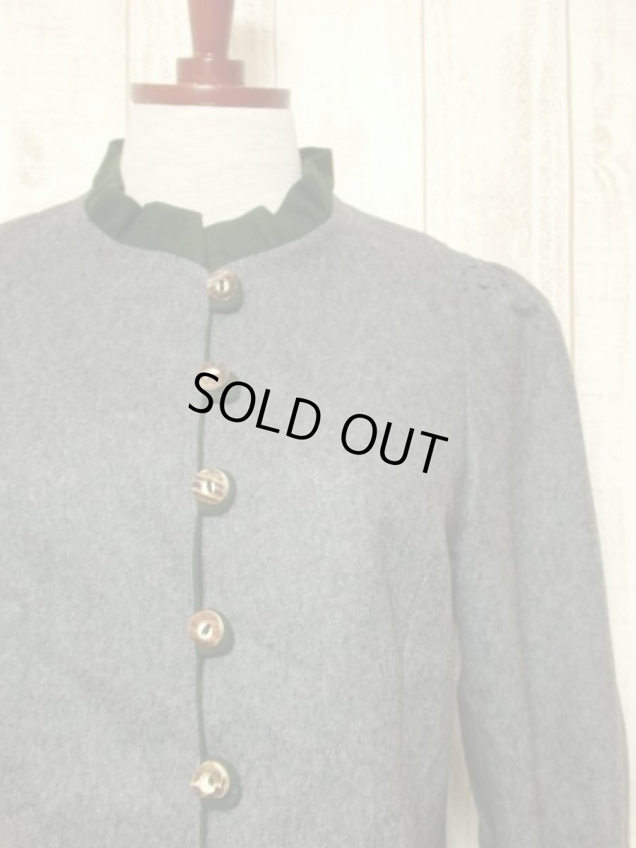 画像7: グレー グリーン 切り替えし スタンドカラー フォークロア レトロ ヨーロッパ古着 チロルジャケット【5470】 (7)