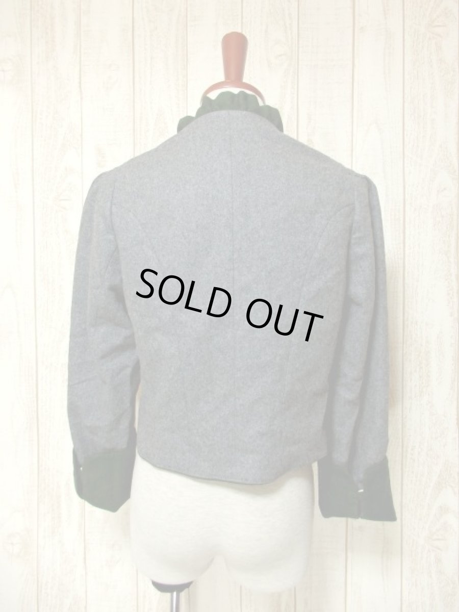 画像5: グレー グリーン 切り替えし スタンドカラー フォークロア レトロ ヨーロッパ古着 チロルジャケット【5470】 (5)