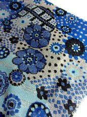 画像12: 花模様織り 衣装にもおすすめ 花柄 ブルー 華やか レトロ 半袖 ヨーロッパ古着 ヴィンテージドレス (12)