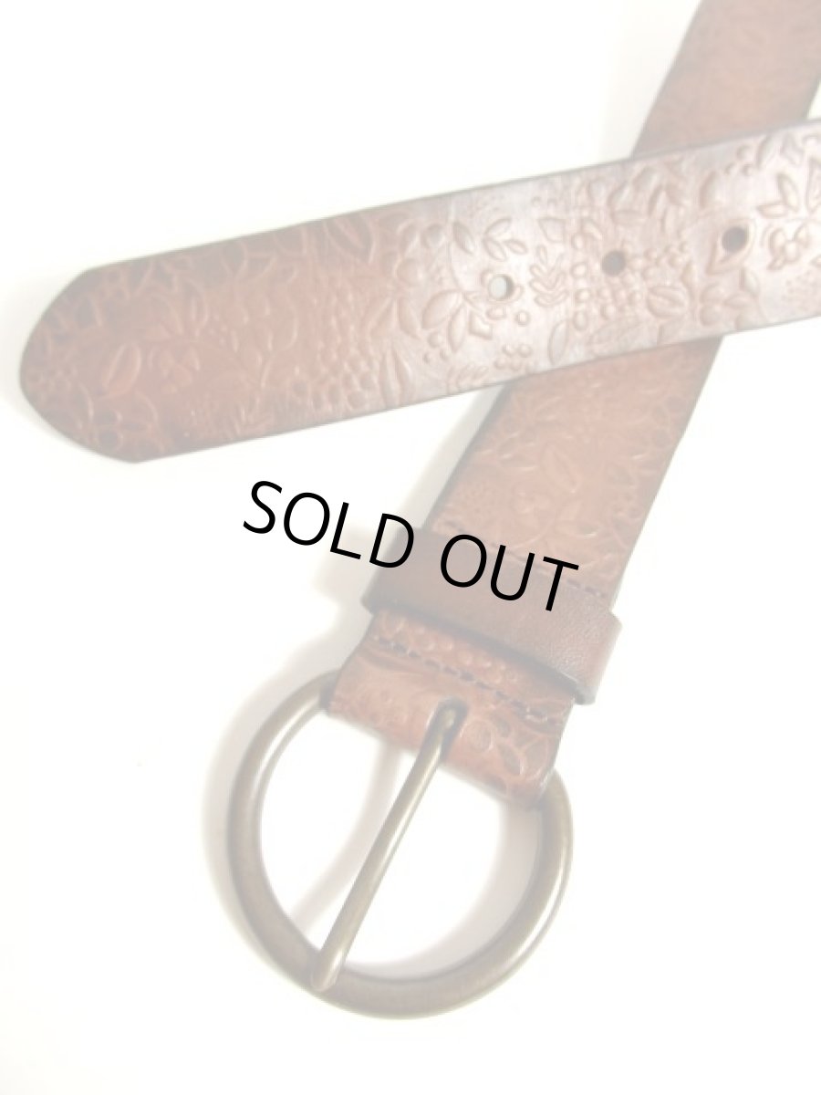 画像4: 型押し レザー ブラウン レトロアンティーク ヴィンテージ ヨーロッパ 古着 ベルト【5616】 (4)