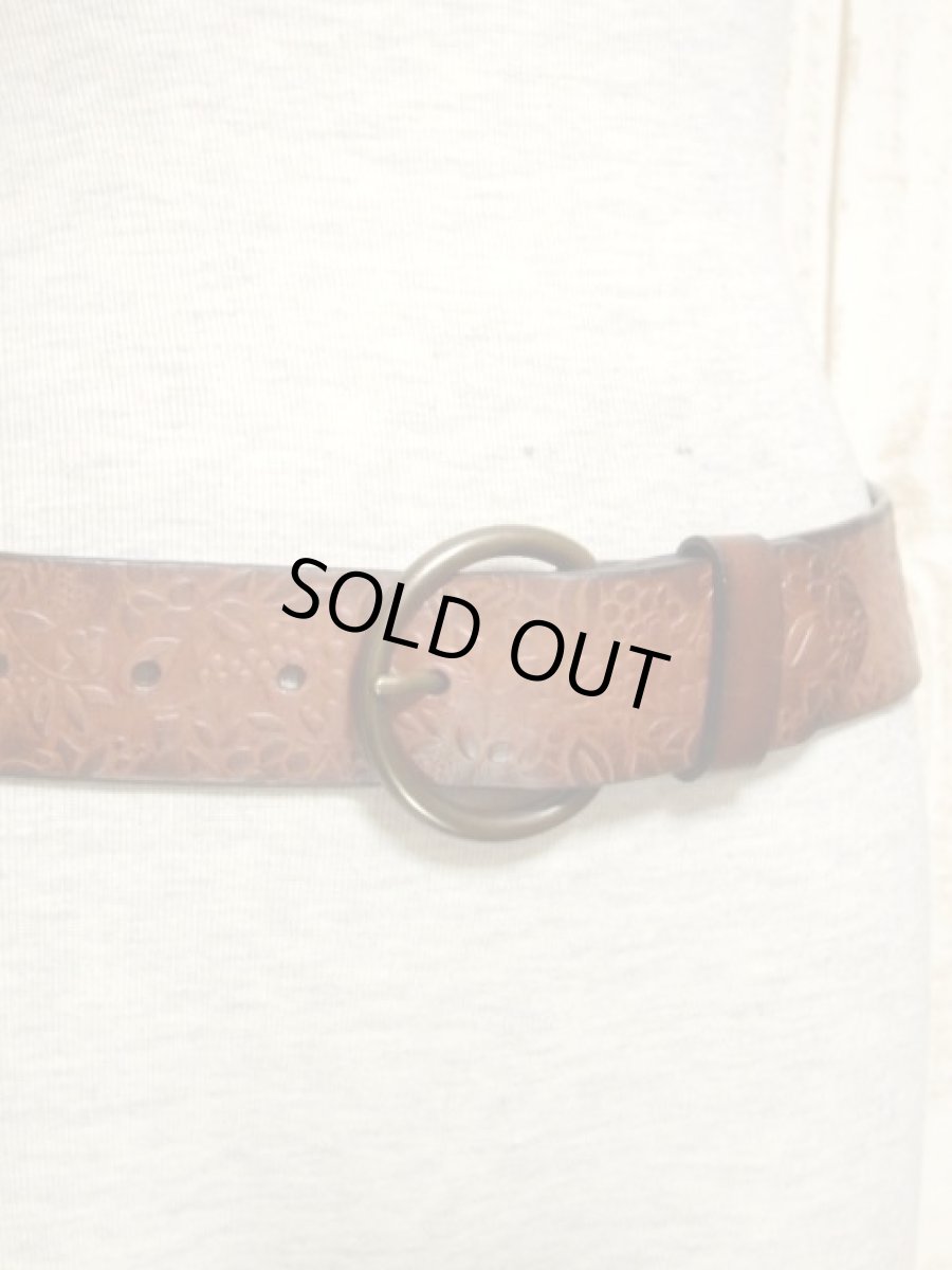 画像3: 型押し レザー ブラウン レトロアンティーク ヴィンテージ ヨーロッパ 古着 ベルト【5616】 (3)