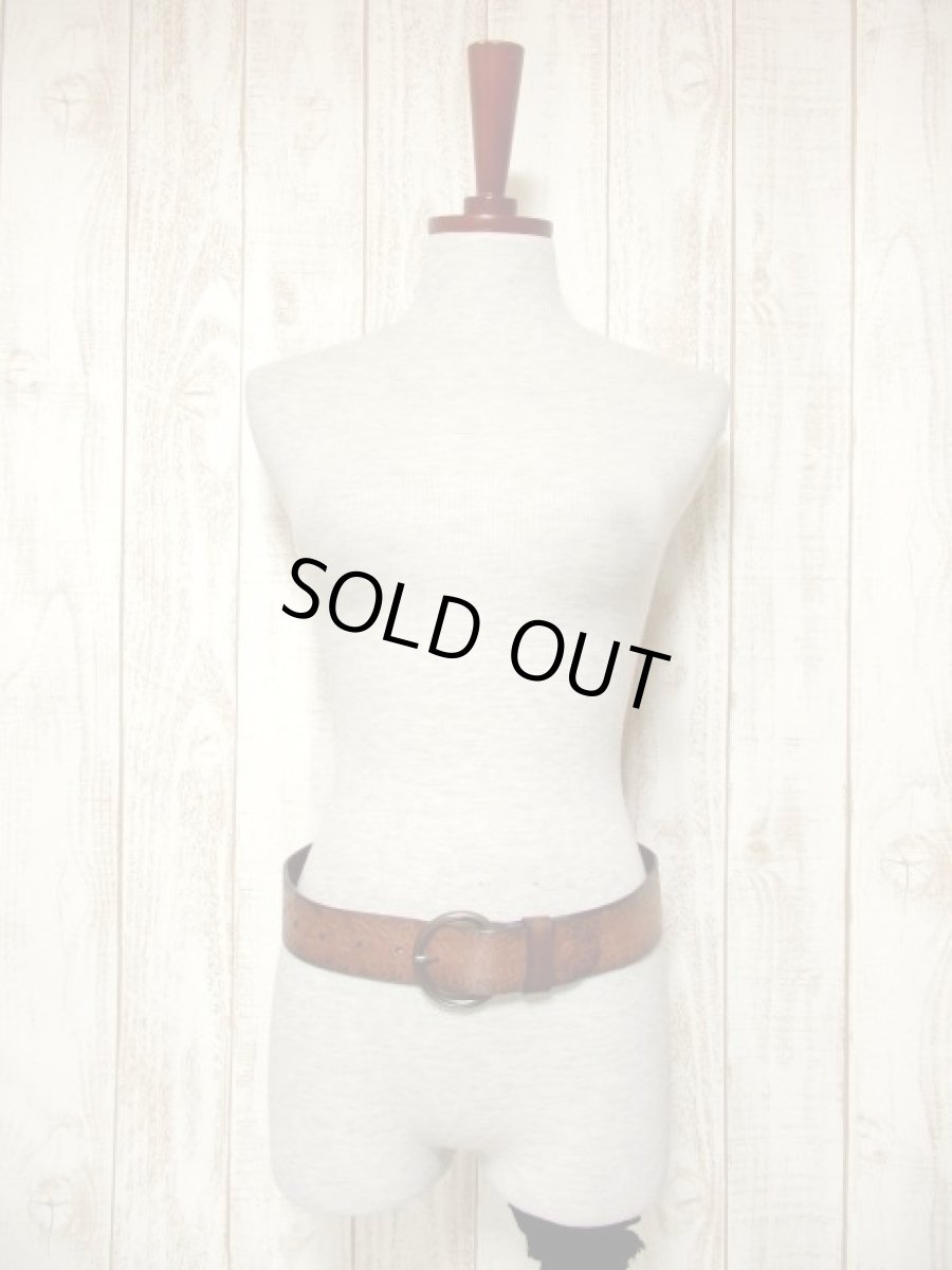 画像2: 型押し レザー ブラウン レトロアンティーク ヴィンテージ ヨーロッパ 古着 ベルト【5616】 (2)