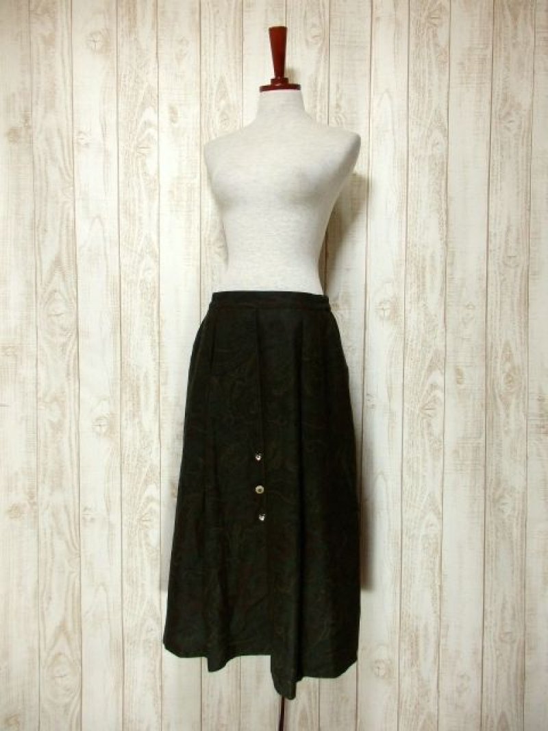 画像1: ペイズリー柄 花柄 ハート型ボタン クラシカル ウエストゴム ディアンドル チロルスカート ドイツ民族衣装 舞台 演劇 演奏会 フォークダンス オクトーバーフェスト