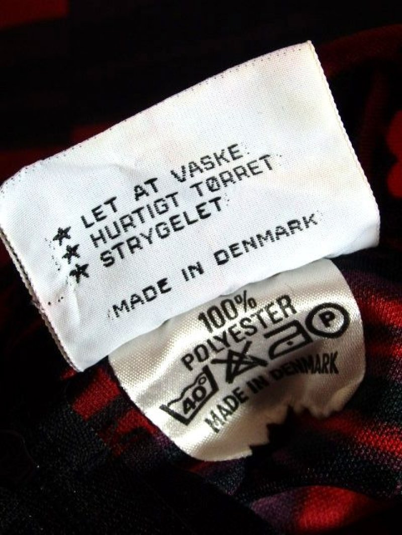 画像3: デンマーク製 フラワーモチーフ ライン柄 ブラック レッド 長袖 レトロ ヨーロッパ古着 ヴィンテージワンピース 【5680】