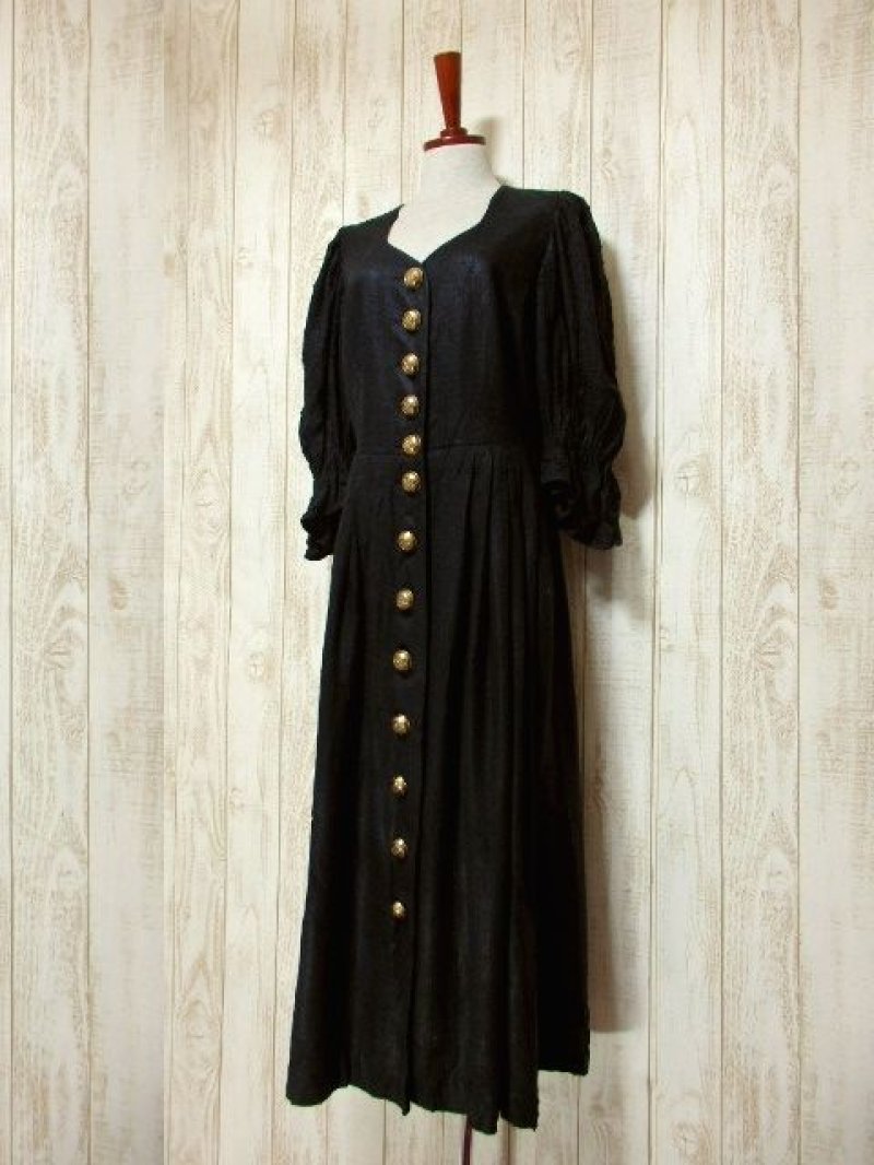 画像1: リネン 刺繍 ビーズ ブラック オーストリア製 パフスリーブ袖 前開き フォークロア クラシカル ディアンドル チロルワンピース ドイツ民族衣装 舞台 演奏会 フォークダンス オクトーバーフェスト 【5688】