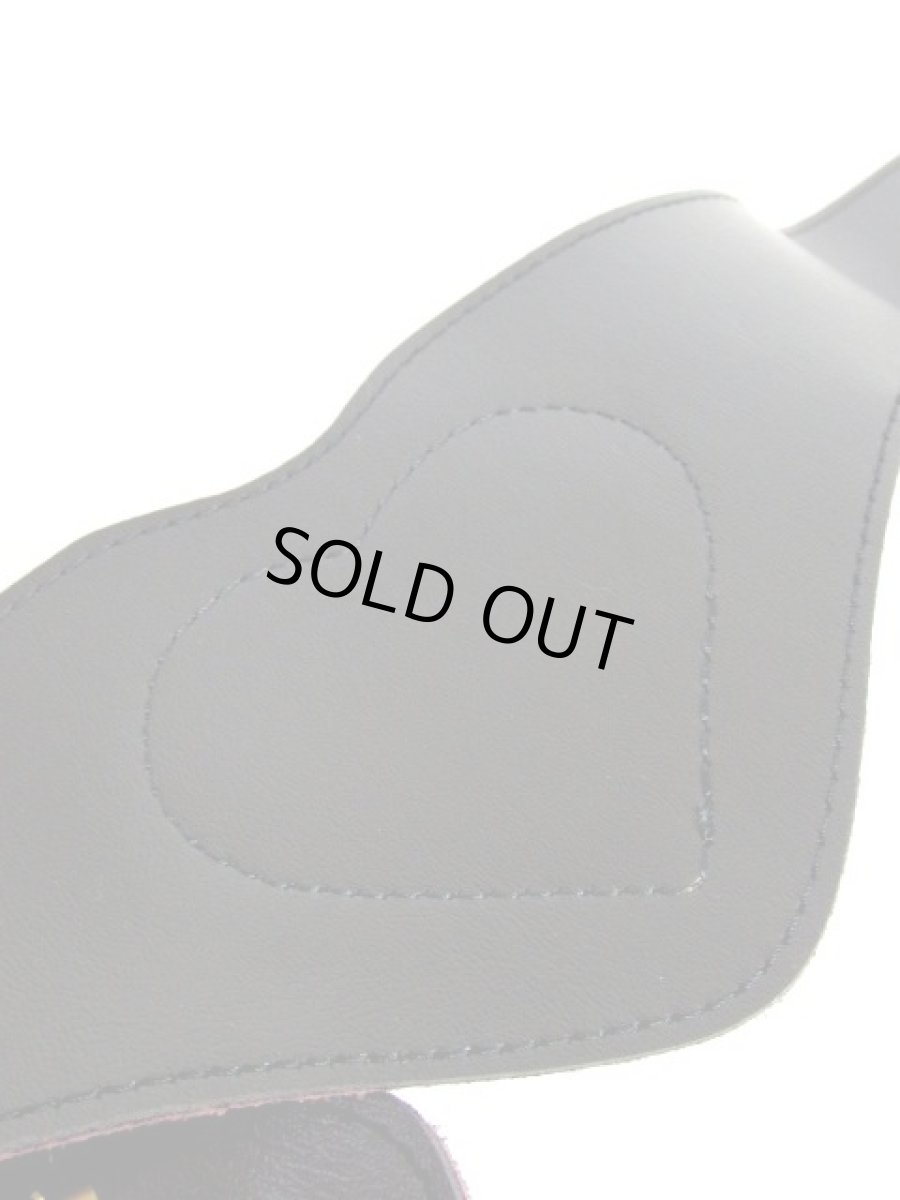 画像4: 鳥 型押し ネイビーブラック ハート レザー ゴム レトロアンティーク ヴィンテージ USA 古着 ベルト【5713】 (4)