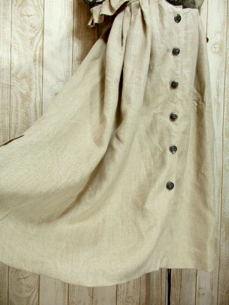 画像2: 大人フォークロア×本革レザー切り返しデザイン レトロアンティークなフラワーボタン装飾 ディアンドル チロルワンピース ドイツ民族衣装 舞台 演奏会 フォークダンス オクトーバーフェスト 【5749】