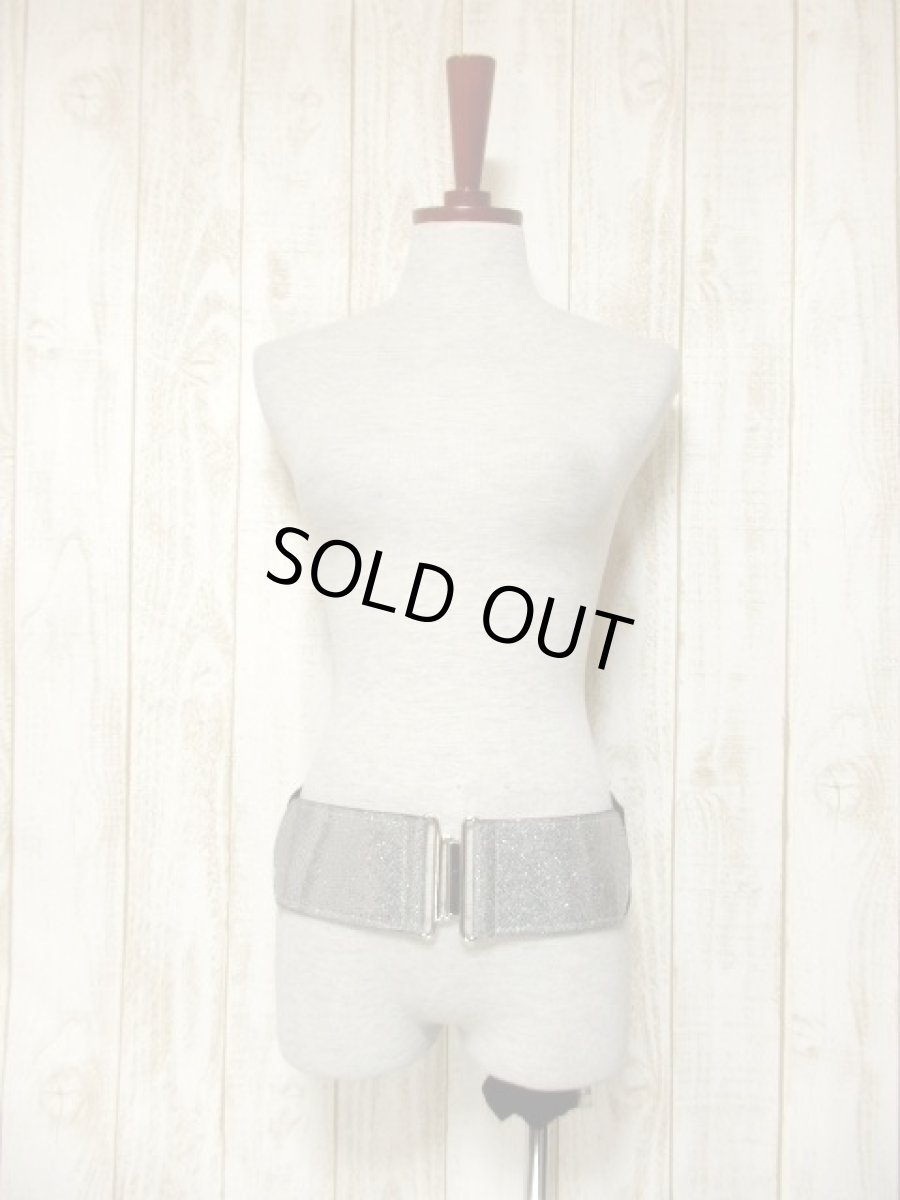 画像2: シルバー ブラック ゴム レトロアンティーク ヴィンテージ USA 古着 ベルト【5757】 (2)