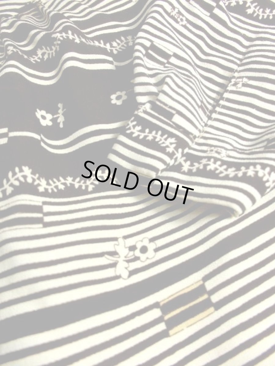 画像10: レトロワンピース ストライプ ボーダー 花柄 切り替えし 70's 長袖 古着 (10)