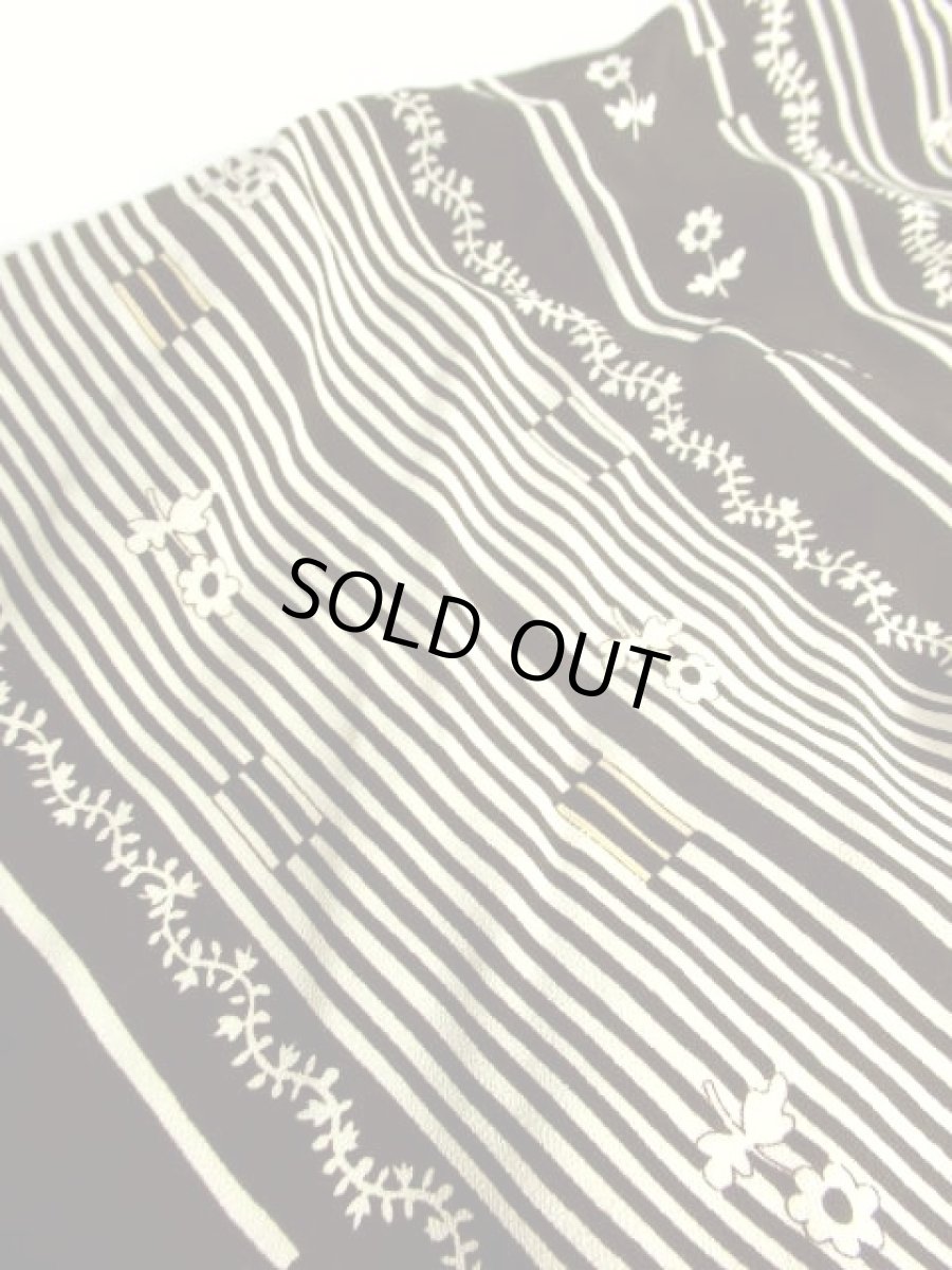 画像12: レトロワンピース ストライプ ボーダー 花柄 切り替えし 70's 長袖 古着 (12)