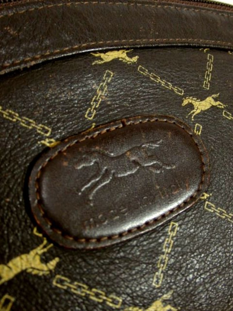 画像2: 馬柄 チェーン柄 イタリア製 ブラウン レザー レディース レトロ クラッチ 鞄 バッグ