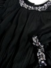画像11: USA古着　スパンコール装飾が素晴らしい!!　フリル装飾★　大人レトロクラシカルなヴィンテージドレス　Black (11)