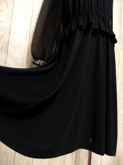 画像2: USA古着　スパンコール装飾が素晴らしい!!　フリル装飾★　大人レトロクラシカルなヴィンテージドレス　Black