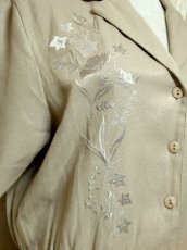 画像3: お花刺繍 ウエストゴム 半袖 レトロ ヨーロッパ古着 ヴィンテージオールインワン【5858】 (3)