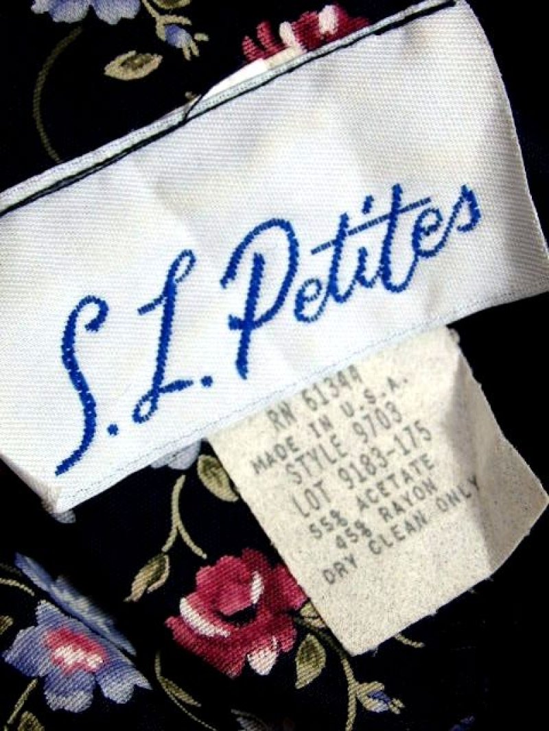 画像3: レース 花柄 ネイビー ウエストゴム 長袖 レトロ クラシカル USA古着 ヴィンテージワンピース 【5879】