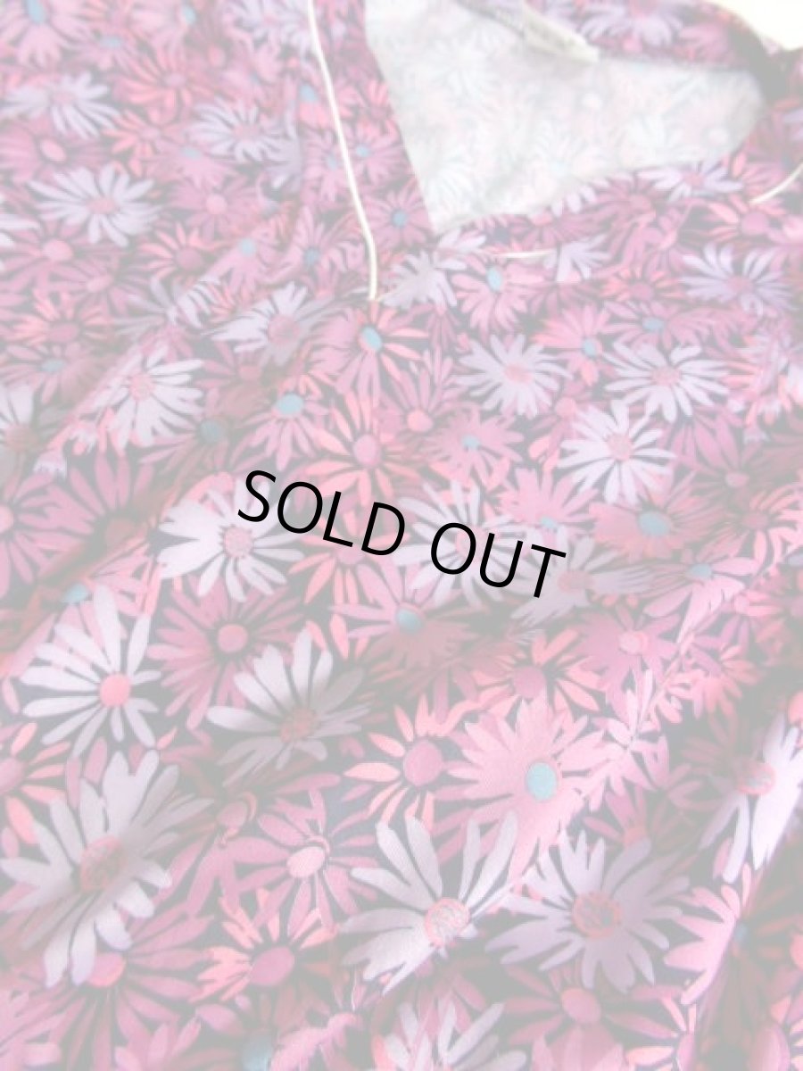 画像12: 花柄 パープルグラデーション 両肩リボン ウエストゴム レトロ ヨーロッパ古着 ヴィンテージワンピース【5938】 (12)