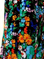 画像7: ヨーロッパ古着　70'sレトロサイケVintage!!!Flower×キラリと光るラメ織りデザインが素晴らしい!!ヨーロピアンヴィンテージドレス　パーティースタイルにも　Black (7)