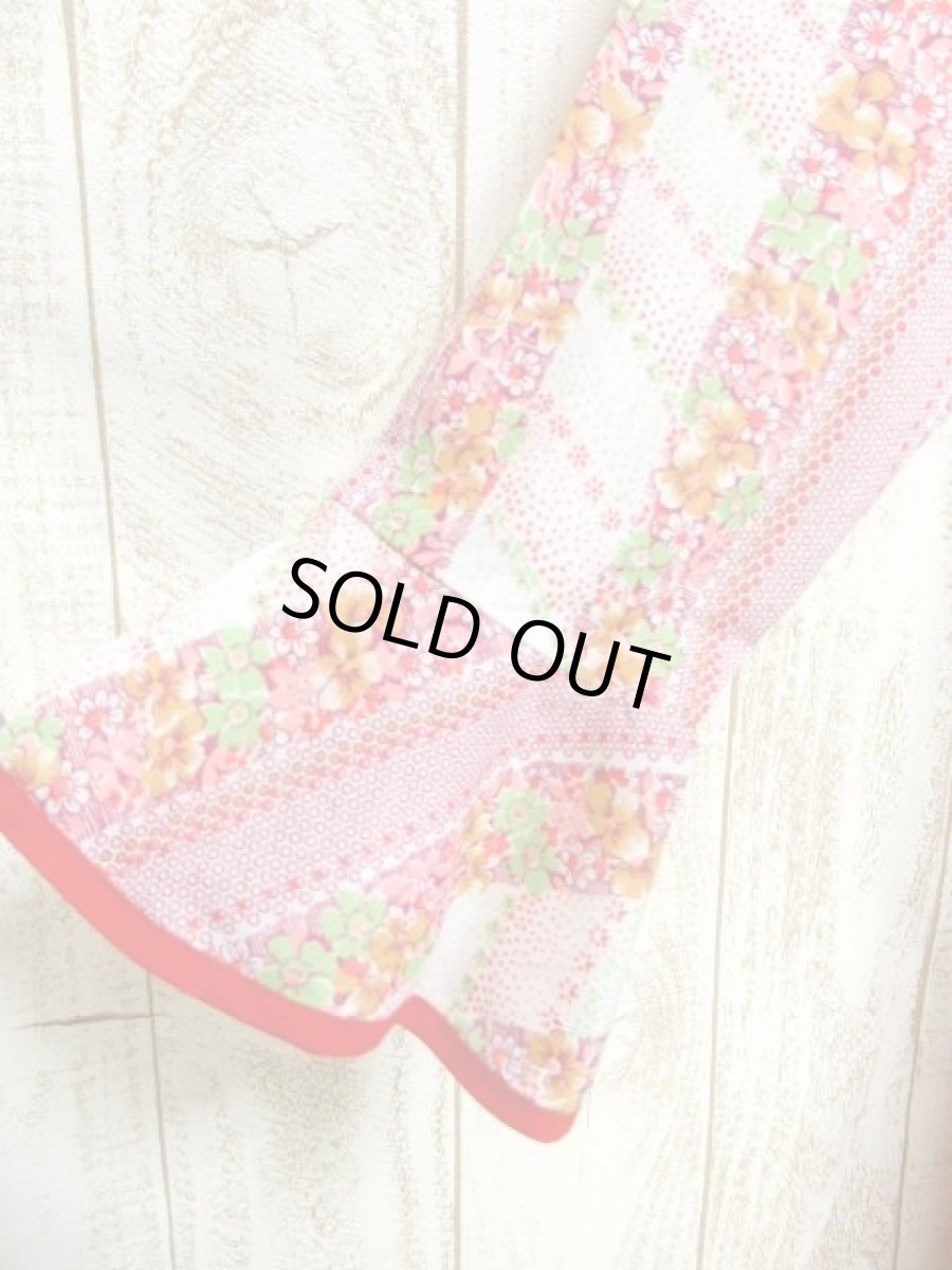 画像10: フリル 花柄 ウエストリボン 長袖 レトロ ガーリー ヨーロッパ古着 ヴィンテージドレス 【5940】 (10)