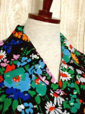 画像3: ヨーロッパ古着　70'sレトロサイケVintage!!!Flower×キラリと光るラメ織りデザインが素晴らしい!!ヨーロピアンヴィンテージドレス　パーティースタイルにも　Black (3)