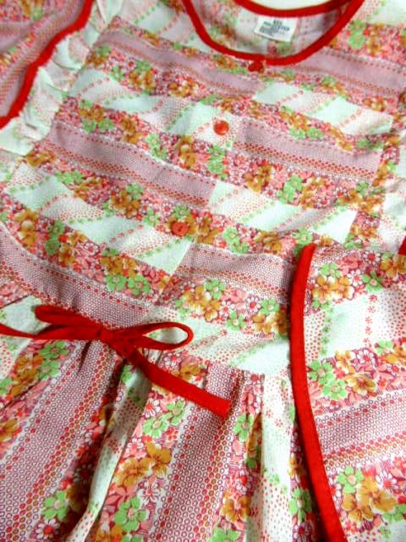 画像3: フリル 花柄 ウエストリボン 長袖 レトロ ガーリー ヨーロッパ古着 ヴィンテージドレス 【5940】