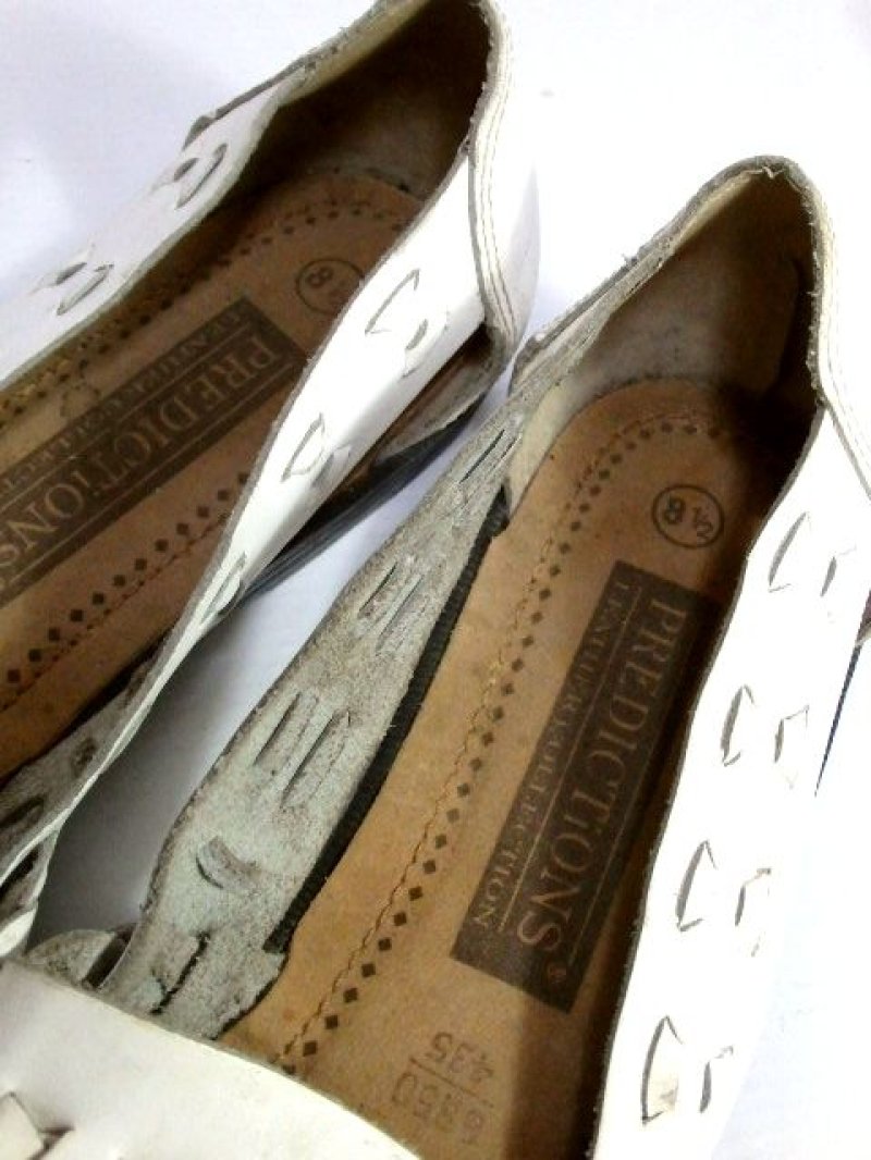 画像1: Brazil製 レザー編み×ホワイトカラー♪ ペタンコなのがらくちん!! サンダルパンプス