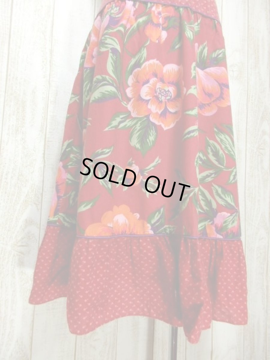 画像6: USA古着　ボタニカル×フラワー柄切り返しデザイン!!　ふんわりレトロなヴィンテージスカート【5986】 (6)