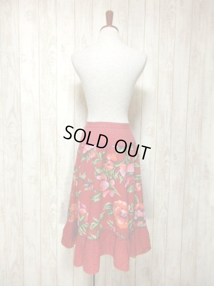 画像5: USA古着　ボタニカル×フラワー柄切り返しデザイン!!　ふんわりレトロなヴィンテージスカート【5986】 (5)