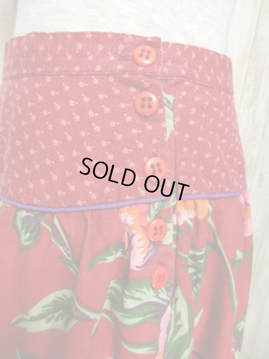 画像7: USA古着　ボタニカル×フラワー柄切り返しデザイン!!　ふんわりレトロなヴィンテージスカート【5986】 (7)