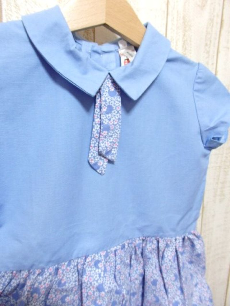 画像1: ☆　ヨーロッパ古着　フランス買い付け vintageキッズ　小花柄切り返しタイ付きヴィンテージワンピース　size100　kids＆baby　☆