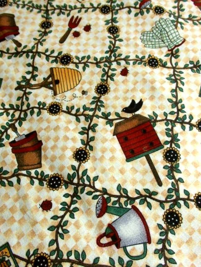 画像3: ヨーロッパ古着　EUROヴィンテージエプロンドレス　鳥小屋×鳥×植物×ガーデニング用具柄