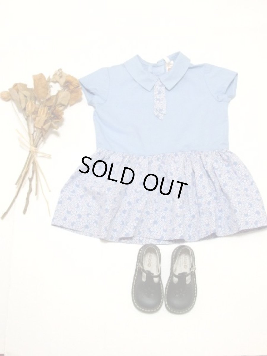 画像3: ☆　ヨーロッパ古着　フランス買い付け vintageキッズ　小花柄切り返しタイ付きヴィンテージワンピース　size100　kids＆baby　☆ (3)