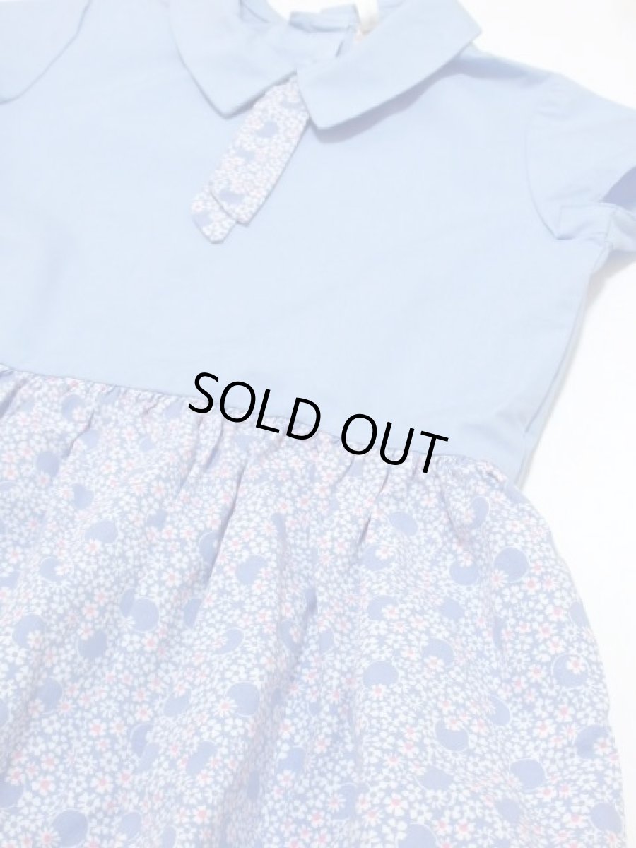 画像2: ☆　ヨーロッパ古着　フランス買い付け vintageキッズ　小花柄切り返しタイ付きヴィンテージワンピース　size100　kids＆baby　☆ (2)