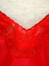 画像10: ヨーロッパ古着　重ね着にも便利で可愛い!!Flower lace装飾★ヨーロッパスリップドレス　Red (10)