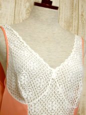 画像3: ヨーロッパ古着　重ね着にも便利で可愛い!!Flower lace切り替えしデザイン★ヨーロッパスリップドレス　White×Salmon pink (3)