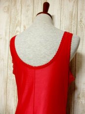 画像4: ヨーロッパ古着　重ね着にも便利で可愛い!!Flower lace装飾★ヨーロッパスリップドレス　Red (4)