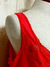 画像9: ヨーロッパ古着　重ね着にも便利で可愛い!!Flower lace装飾★ヨーロッパスリップドレス　Red (9)
