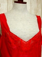 画像3: ヨーロッパ古着　重ね着にも便利で可愛い!!Flower lace装飾★ヨーロッパスリップドレス　Red (3)