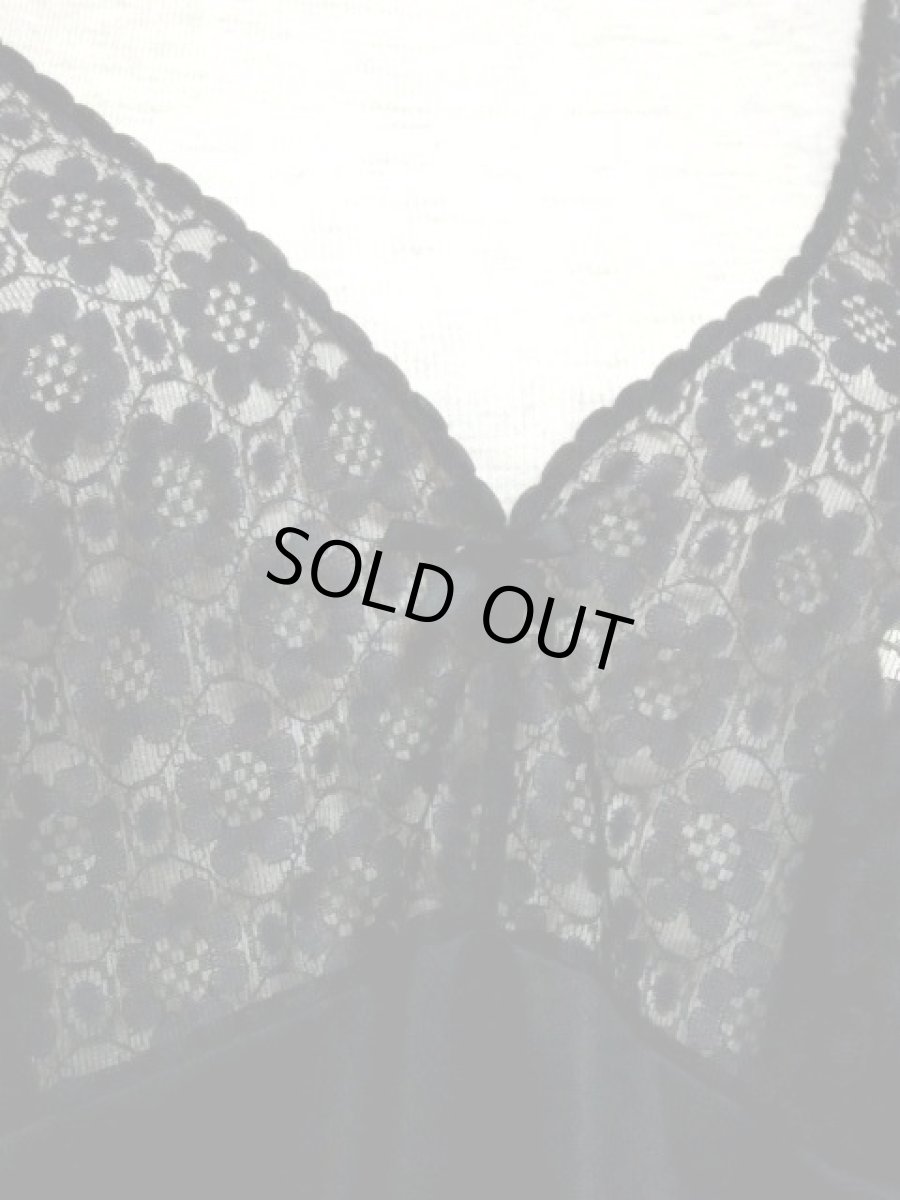 画像3: ヨーロッパ古着　重ね着にも便利で可愛い!!Flower lace×リボン装飾★ヨーロッパスリップドレス　Black (3)