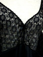 画像3: ヨーロッパ古着　重ね着にも便利で可愛い!!Flower lace×リボン装飾★ヨーロッパスリップドレス　Black (3)