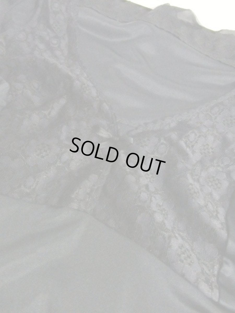 画像9: ヨーロッパ古着　重ね着にも便利で可愛い!!Flower lace×リボン装飾★ヨーロッパスリップドレス　Black (9)