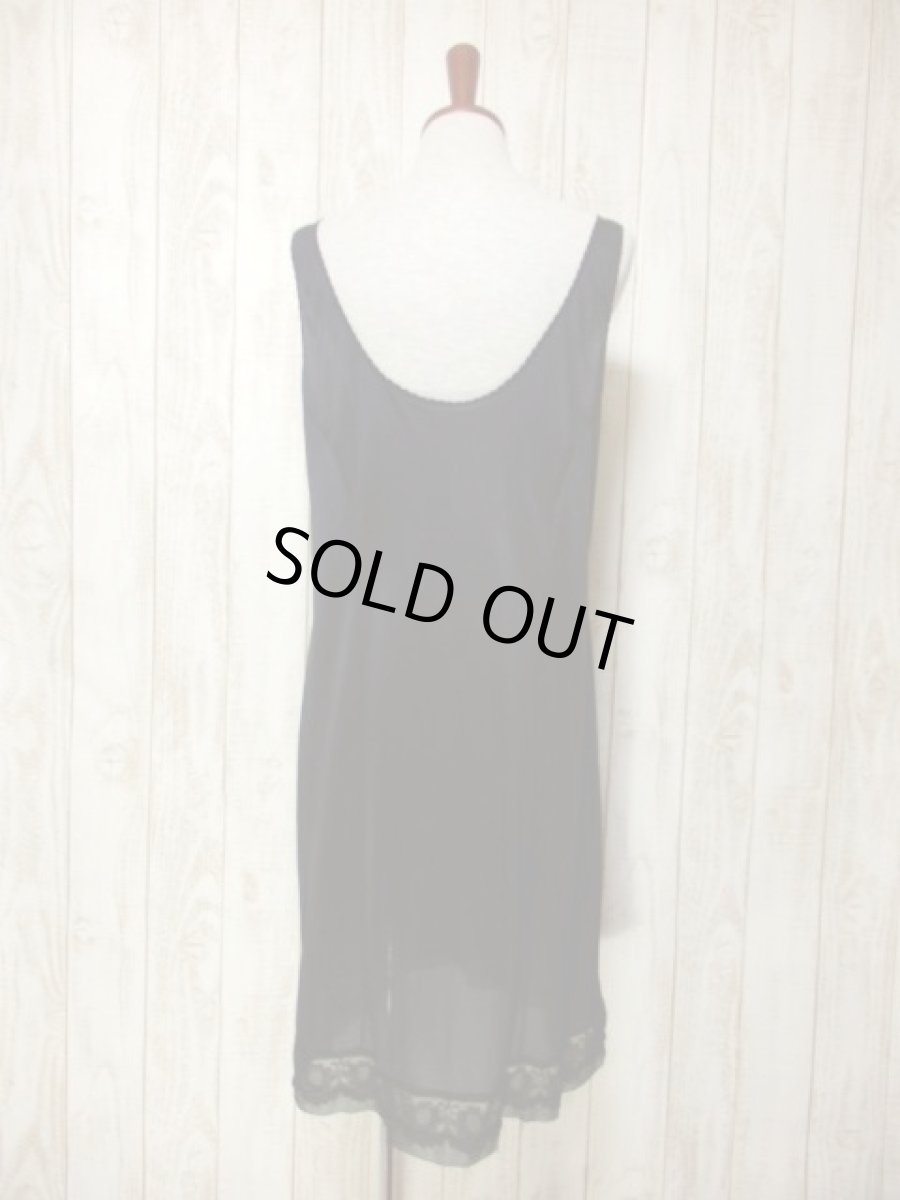 画像5: ヨーロッパ古着　重ね着にも便利で可愛い!!Flower lace×リボン装飾★ヨーロッパスリップドレス　Black (5)