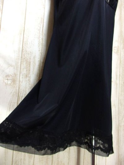 画像2: ヨーロッパ古着　重ね着にも便利で可愛い!!Flower lace×リボン装飾★ヨーロッパスリップドレス　Black