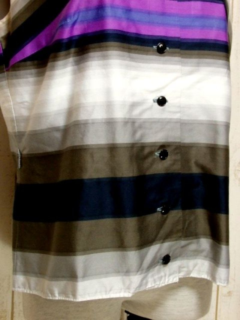 画像2: ヨーロッパ古着 マルチカラー ボーダー柄 大人レトロ ノースリーブ シャツ ヴィンテージブラウス